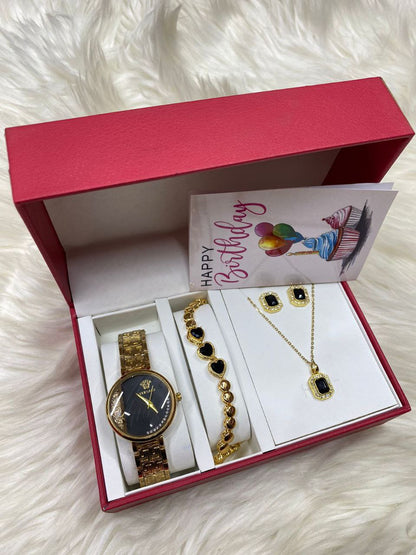 4 1 GIFT SET + CARD WATCH NECKLACE BRACELET EARRINGS