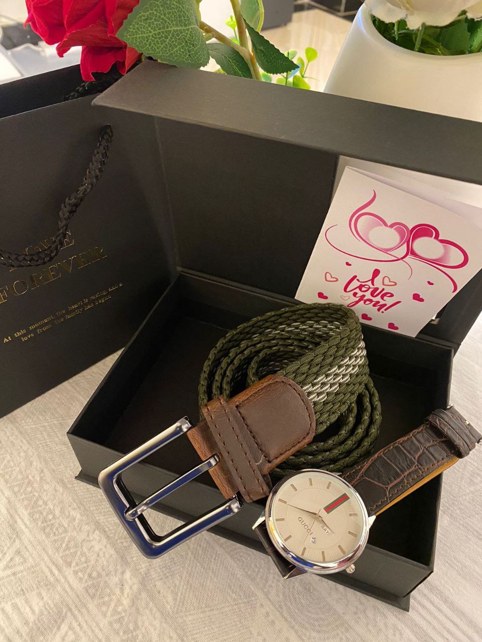 FATHERS DAY GIFT IDEAS WATCH 600 WOOVEN BELT 500 BOX+ CARD 500 TOTAL