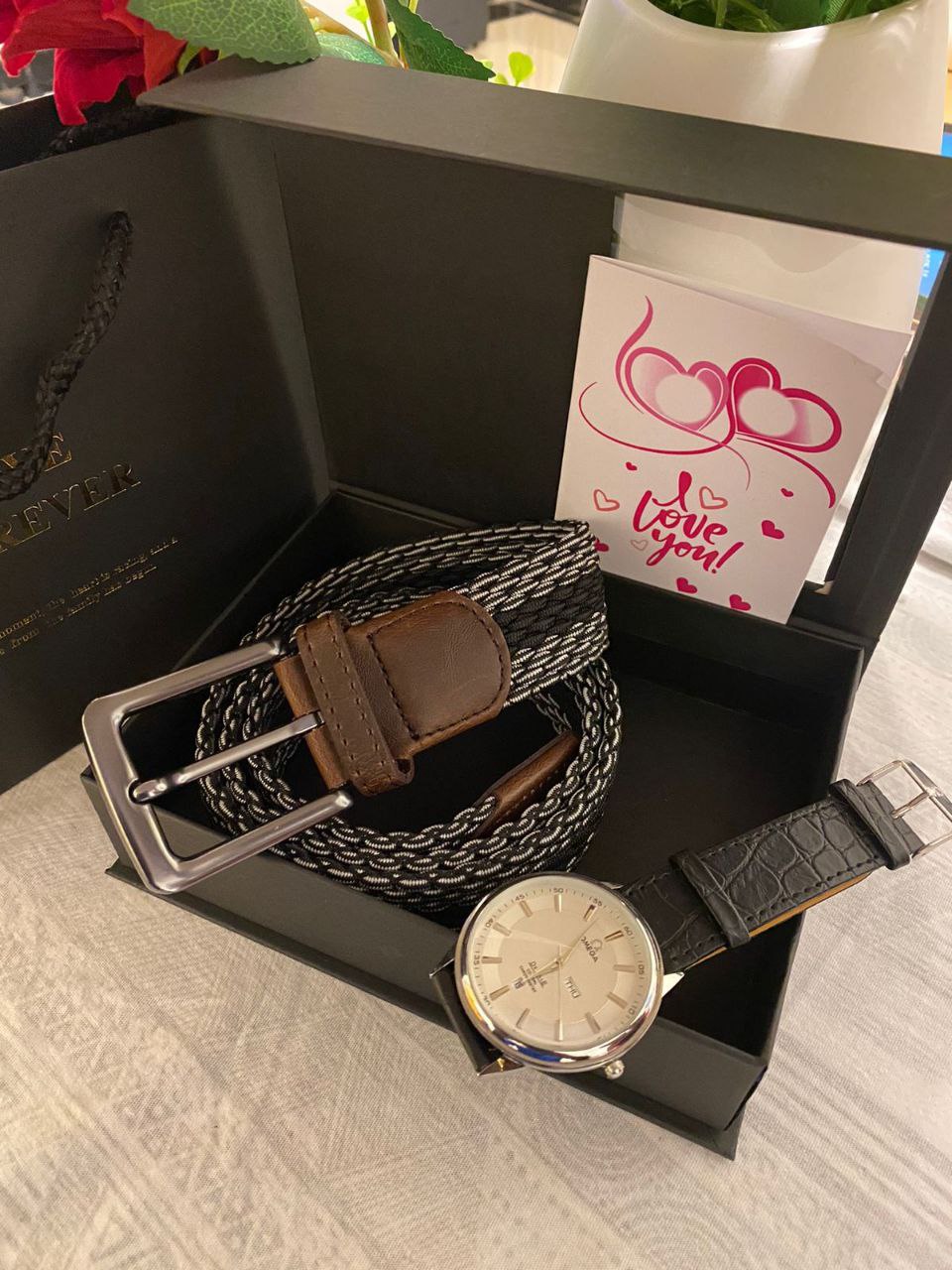 FATHERS DAY GIFT IDEAS WATCH 600 WOOVEN BELT 500 BOX+ CARD 500 TOTAL