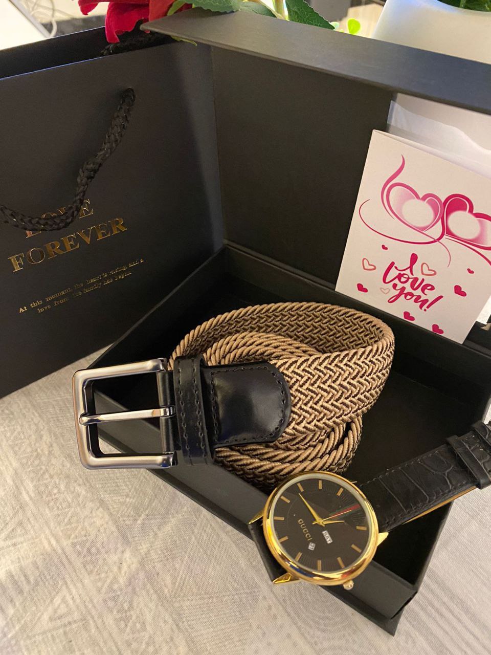 FATHERS DAY GIFT IDEAS WATCH 600 WOOVEN BELT 500 BOX+ CARD 500 TOTAL