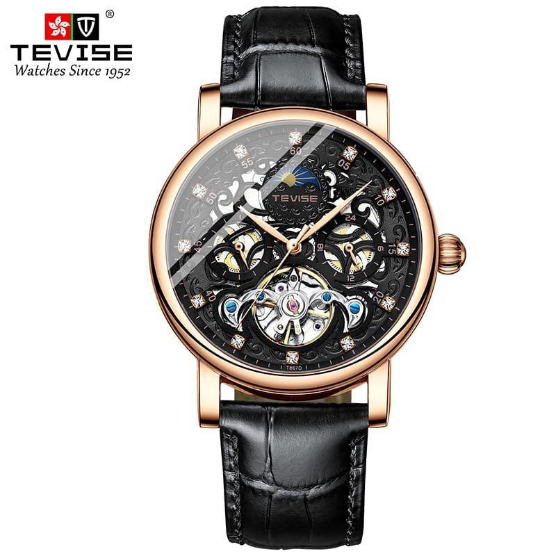TEVISE AUTOMATIC GENTS WATCH TOURBILLON MACHINE BLACK