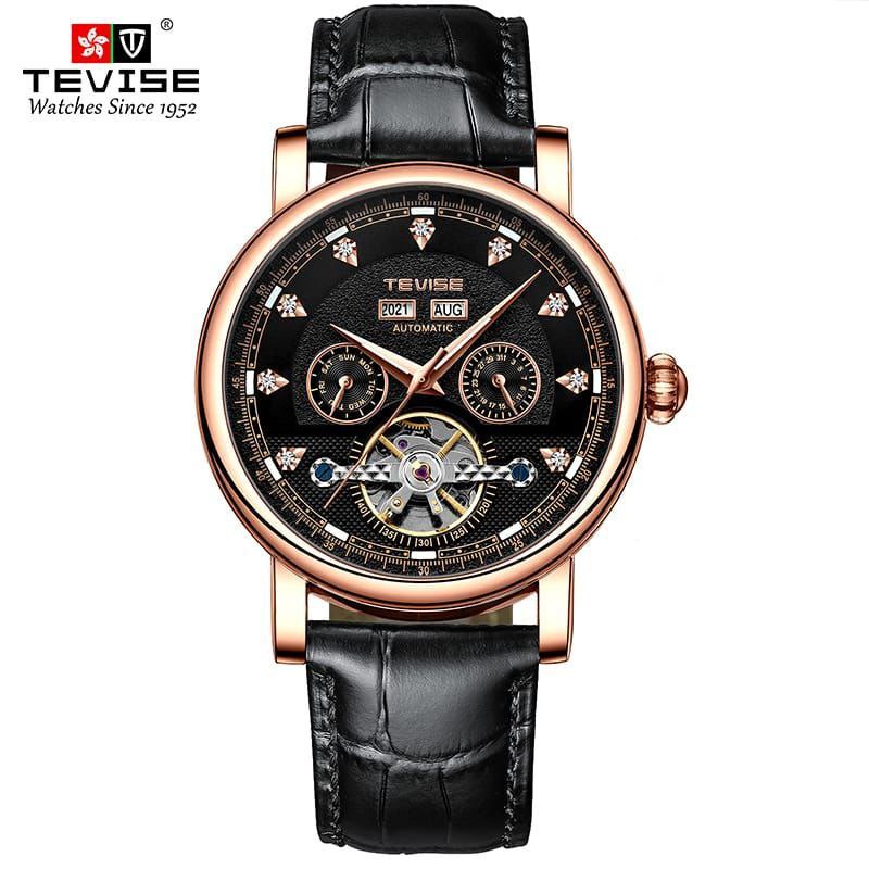 TEVISE AUTOMATIC GENTS WATCH TOURBILLON MACHINE BLACK