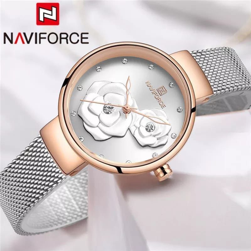 NAVIFORCE LADIES NF 5013 ADJUSTABLE MESH STRAP ROSE GOLD SILVER