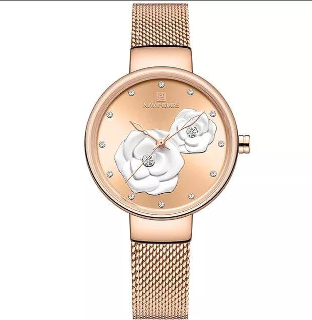 NAVIFORCE LADIES NF 5013 ADJUSTABLE MESH STRAP ROSE GOLD SILVER