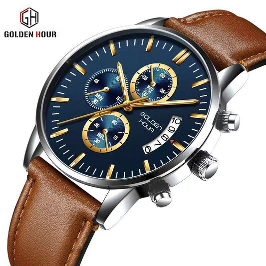 GOLDEN HOUR WATCH CHRONOGRAPH DATE DISPLAY BATTERY POWERED WATER RESISTANT