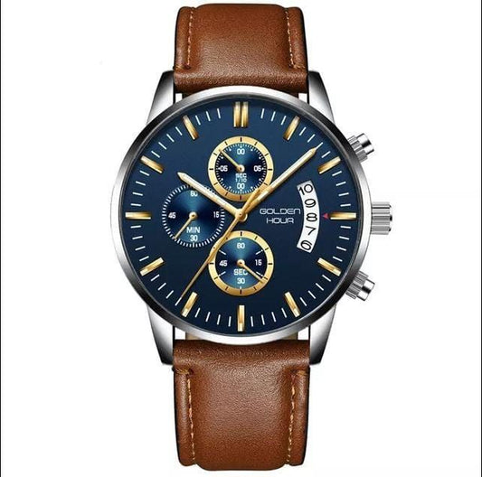 GOLDEN HOUR WATCH CHRONOGRAPH DATE DISPLAY BATTERY POWERED WATER RESISTANT