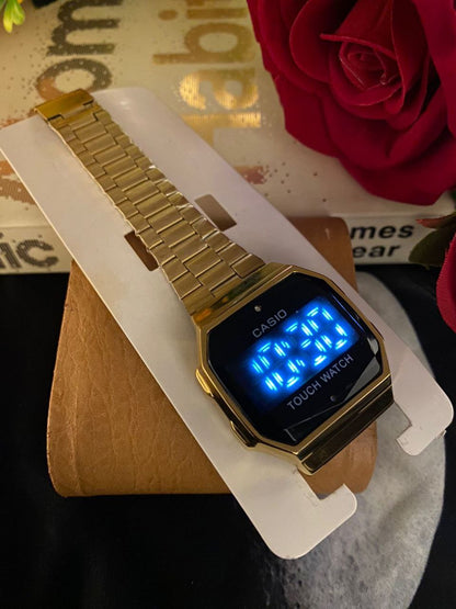 CASIO LED STAINLESS STEEL WATER RESISTANT UNISEX DATE AND MONTH DISPLAY