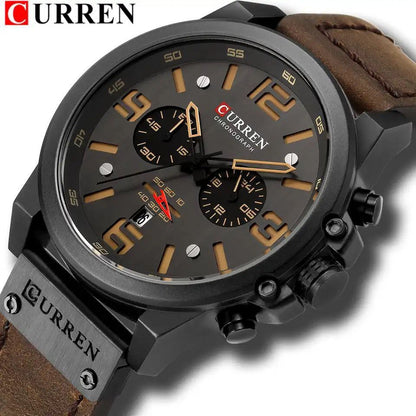 CURREN 8314 WATER RESISTANT LEATHER STRAP CHRONOGRAPH DATE DISPLAY CURREN BRANDED BOX