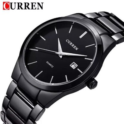 GENTS CURREN 8106 BLACK SILVER DATE DISPLAY WATER RESISTANT CURREN BRANDED BOX