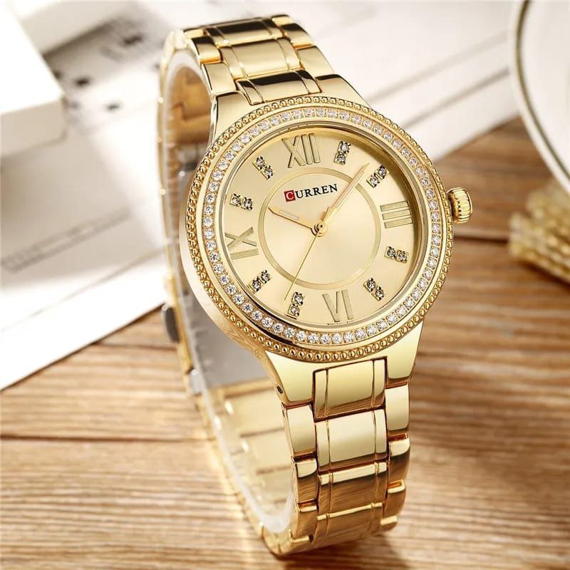 LADIES CURREN 9004 BLACK ROSE GOLD SILVER YELLOW GOLD