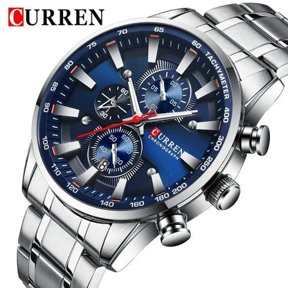GENTS CURREN 8351 CHRONOGRAPH WATER RESISTANT STAINLESS STEEL DATE DISPLAY CURREN BRANDED BOX