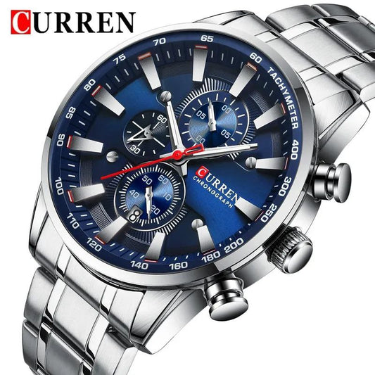 GENTS CURREN 8351 CHRONOGRAPH WATER RESISTANT STAINLESS STEEL DATE DISPLAY CURREN BRANDED BOX