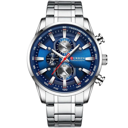 GENTS CURREN 8351 CHRONOGRAPH WATER RESISTANT STAINLESS STEEL DATE DISPLAY CURREN BRANDED BOX