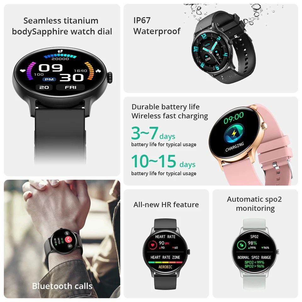COLMI I10 SMART WATCH GREY BLACK PINK SCREEN: 1.28 INCH BATTERY CAPACITY: 220 MAH BATTERY LIFE: 3~7DAYS WATERPROOF LEVEL: IP67 WATERPROOF APP: "DA FIT" BLUETOOTH CALLING