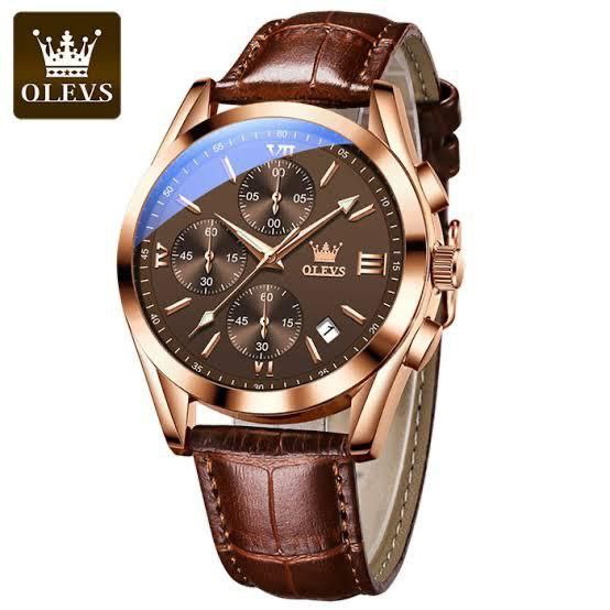 GENTS OLEVS 2872 CHRONOGRAPH GENUINE LEATHER STRAPS