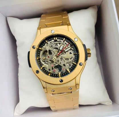 METTALIC HUBLOT AUTOMATIC STAINLESS STEEL WATER RESISTANT AUTOMATIC MOVEMENT