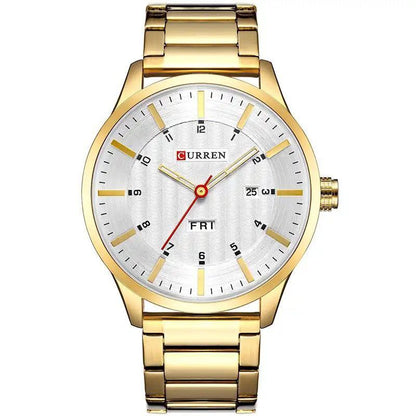 CURREN 8316 DAY AND DATE DISPLAY WATER RESISTANT GOLD BLACK CURREN BRANDED BOX