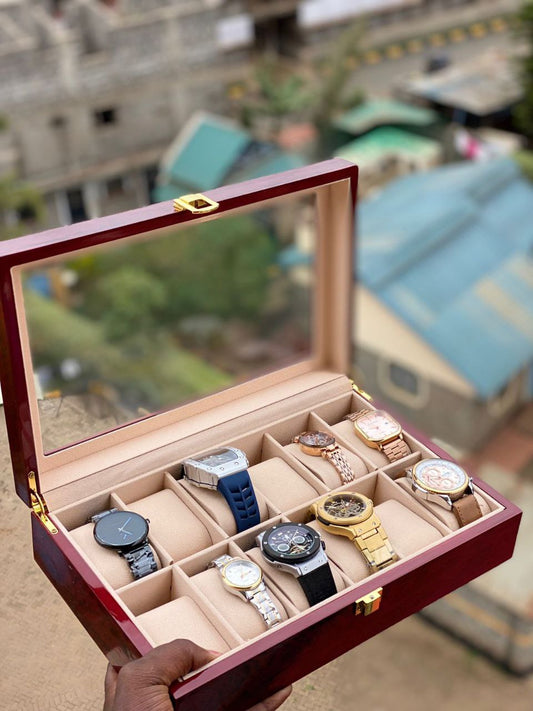 12 SLOTS WOODEN WATCH ORGANIZER HIGH QUALITY
