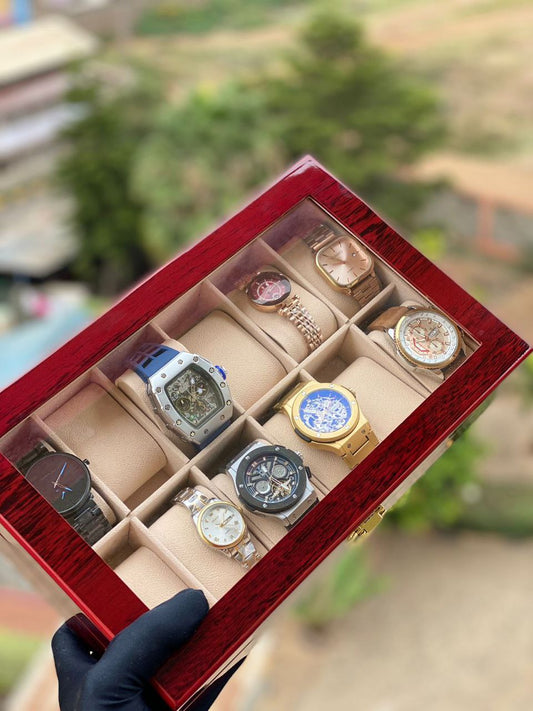 12 SLOTS WOODEN WATCH ORGANIZER HIGH QUALITY