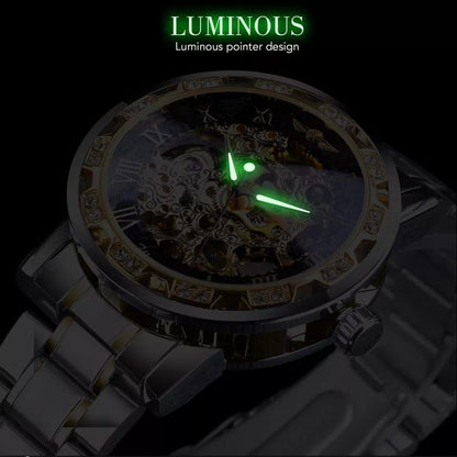 WINNER SKELETON AUTOMATIC WATCH + GIFT BOX AUTOMATIC MOVEMENT LUMINOUS ARMS WATER RESISTANT STAINLESS STEEL