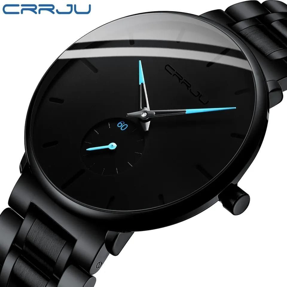 CRRJU GENTS WATER RESISTANT STAINLESS STEEL BATTERY POWERED