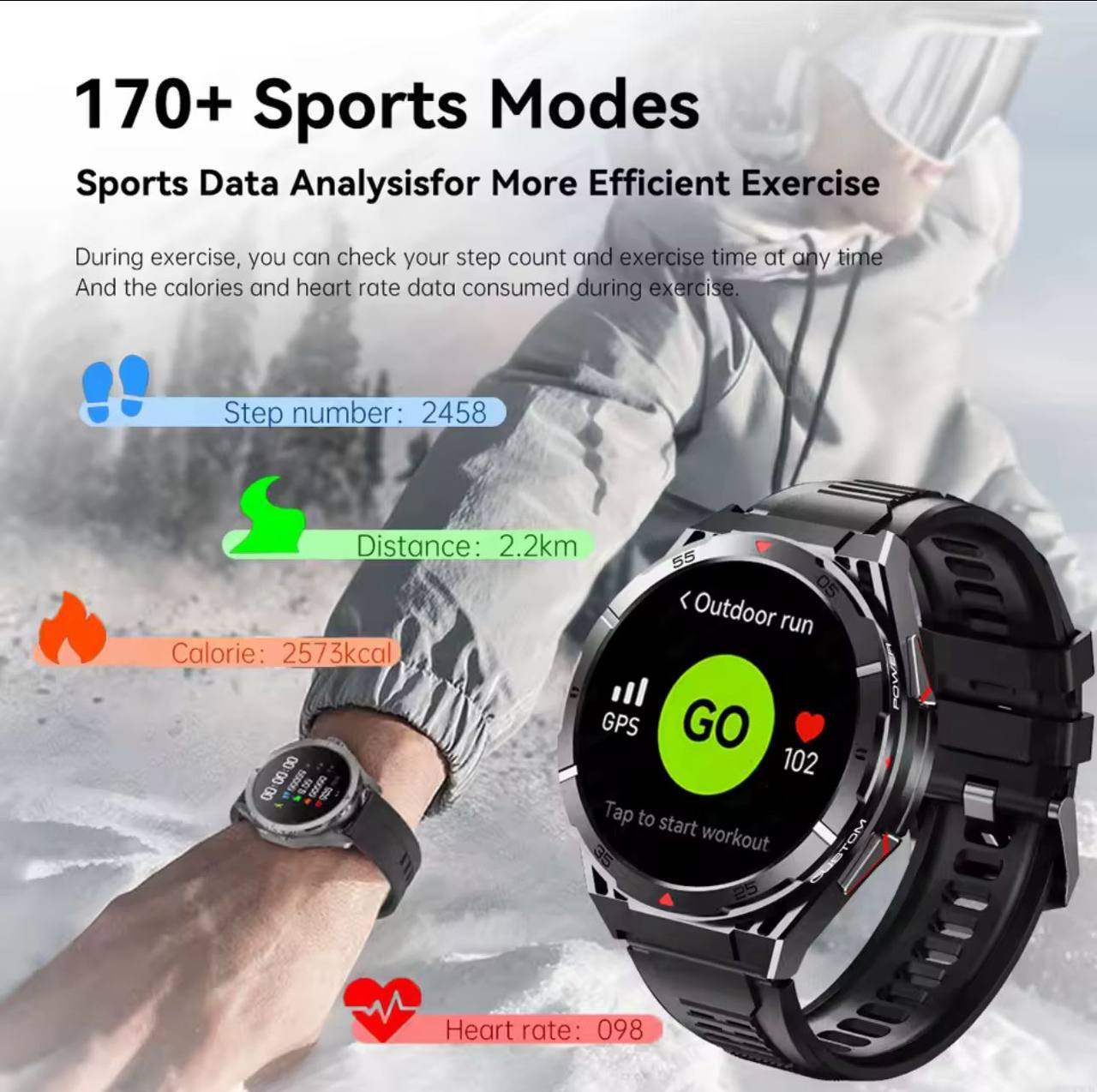 KC82 Smart Watch Men GPS Tracking Outdoor Sports
