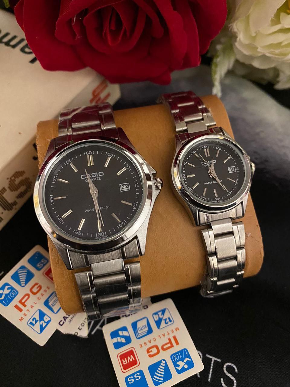 CASIO COUPLE WATER RESISTANT DATE DISPLAY /3000 A PAIR CASIO BRANDED BOX
