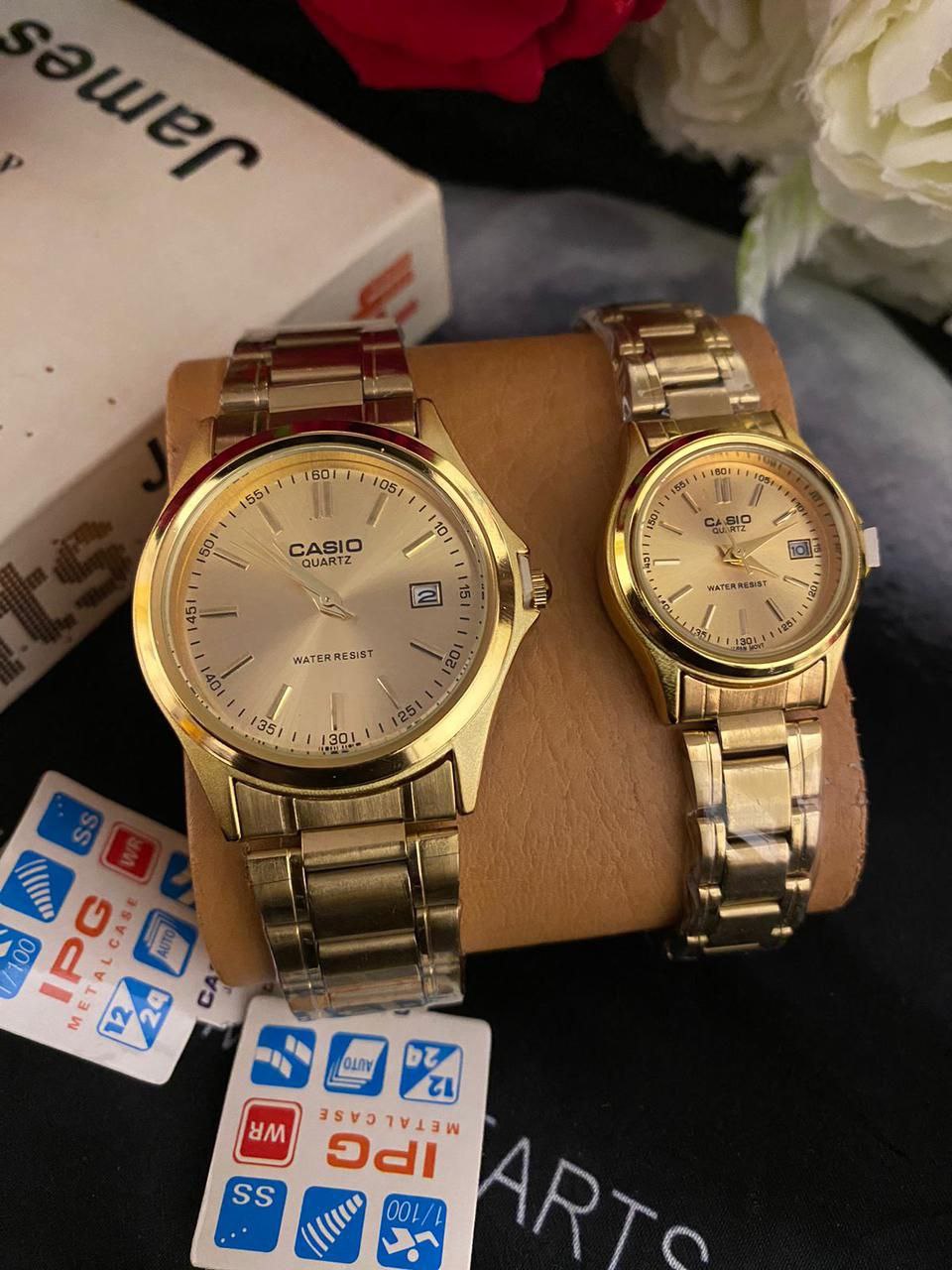 CASIO COUPLE WATER RESISTANT DATE DISPLAY /3000 A PAIR CASIO BRANDED BOX