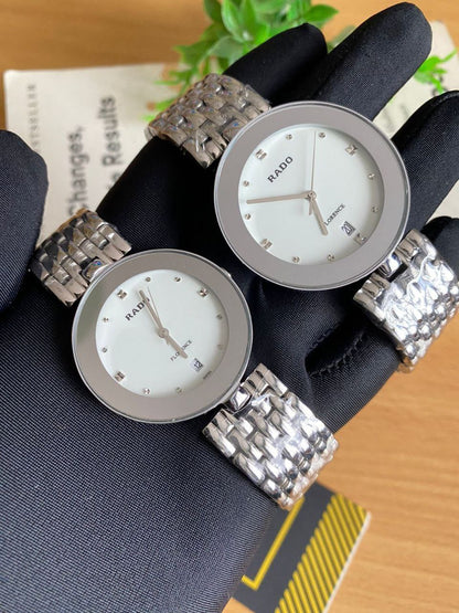 RADO FLORENCE SINGLE PIECE A PAIR QUARTZ MOVEMENT RANK A, NON FADE SWISSMADE SAPPHIRE CRYSTAL WATERSEALED