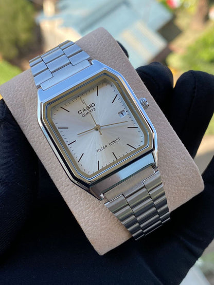 CASIO SQUARE ANALOGUE UNISEX DATE DISPLAY WATER RESISTANT BATTERY POWERED CASIO BRANDED BOX