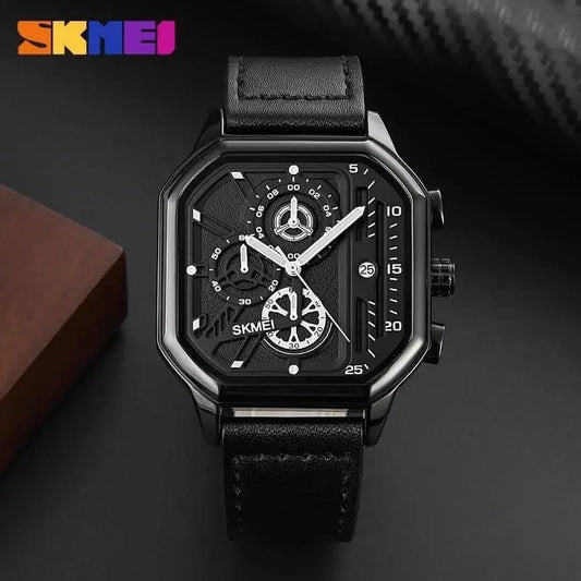 SKMEI GENTS WATCH 1963 CHRONOGRAPH MOVEMENT DATE DISPLAY BATTERY POWERED WATER RESISTANT BLACK BLACK SILVER BLACK GOLD