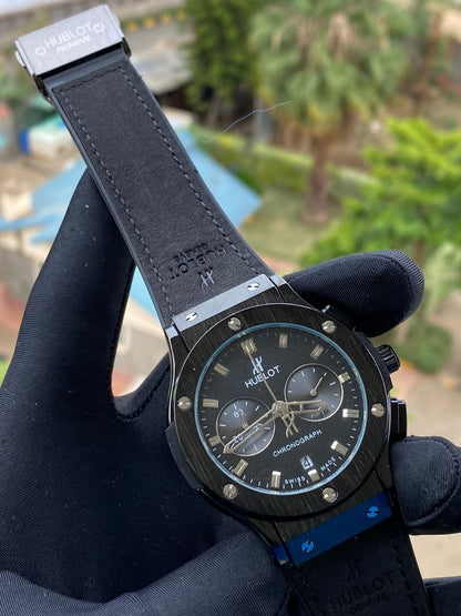 HUBLOT CHRONOGRAPH BATTERY POWERED CHRONOGRAPH MOVEMENT DATE DISPLAY HUBLOT BRANDED BOX