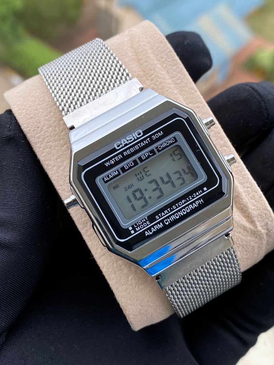 CASIO DIGITAL MESH STRAP UNISEX ADJUSTABLE MESH STRAP WATER RESISTANT CASIO BRANDED BOX