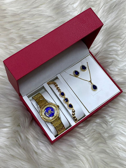4 1 GIFT SET WATCH NECKLACE BRACELET EARRINGS GIFT BAGS