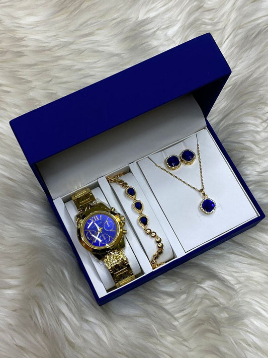 4 1 GIFT SET WATCH NECKLACE BRACELET EARRINGS GIFT BAGS
