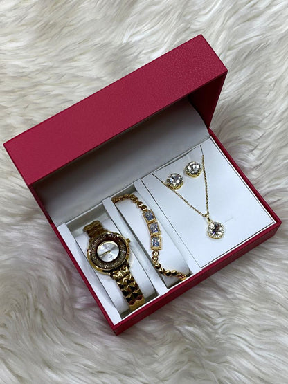 4 1 GIFT SET WATCH NECKLACE BRACELET EARRINGS GIFT BAGS