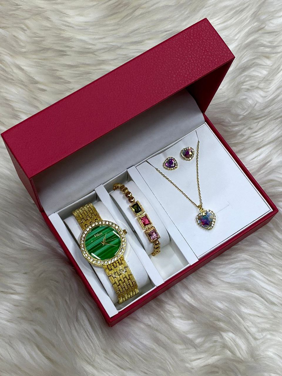 4 1 GIFT SET WATCH NECKLACE BRACELET EARRINGS GIFT BAGS