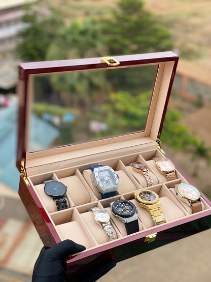 12 SLOTS WOODEN WATCH ORGANIZER HIGH QUALITY