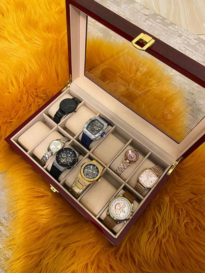 12 SLOTS WOODEN WATCH ORGANIZER HIGH QUALITY
