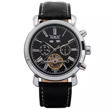 JARAGAR AUTOMATIC DAY, DATE,MONTH,YEAR DISPLAY LEATHER STRAP WATER RESISTANT COMES A GIFT BOX