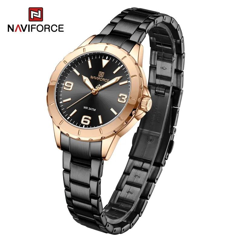 NAVIFORCE LADIES #NF 5022 DATE DISPLAY WATER RESISTANT 50 ATM STAINLESS STEEL LUMINOUS FUNCTION BLUE ROSE GOLD BLACK GOLD-GREEN SILVER NAVIFORCE BRANDED BOX ENQUIRIES