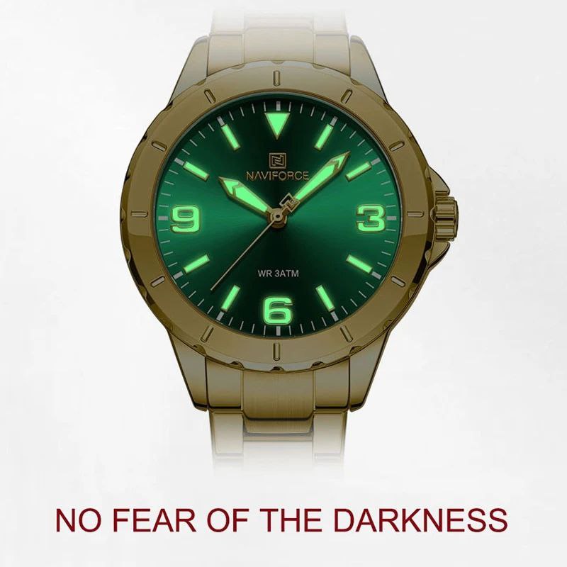 NAVIFORCE LADIES #NF 5022 DATE DISPLAY WATER RESISTANT 50 ATM STAINLESS STEEL LUMINOUS FUNCTION BLUE ROSE GOLD BLACK GOLD-GREEN SILVER NAVIFORCE BRANDED BOX ENQUIRIES