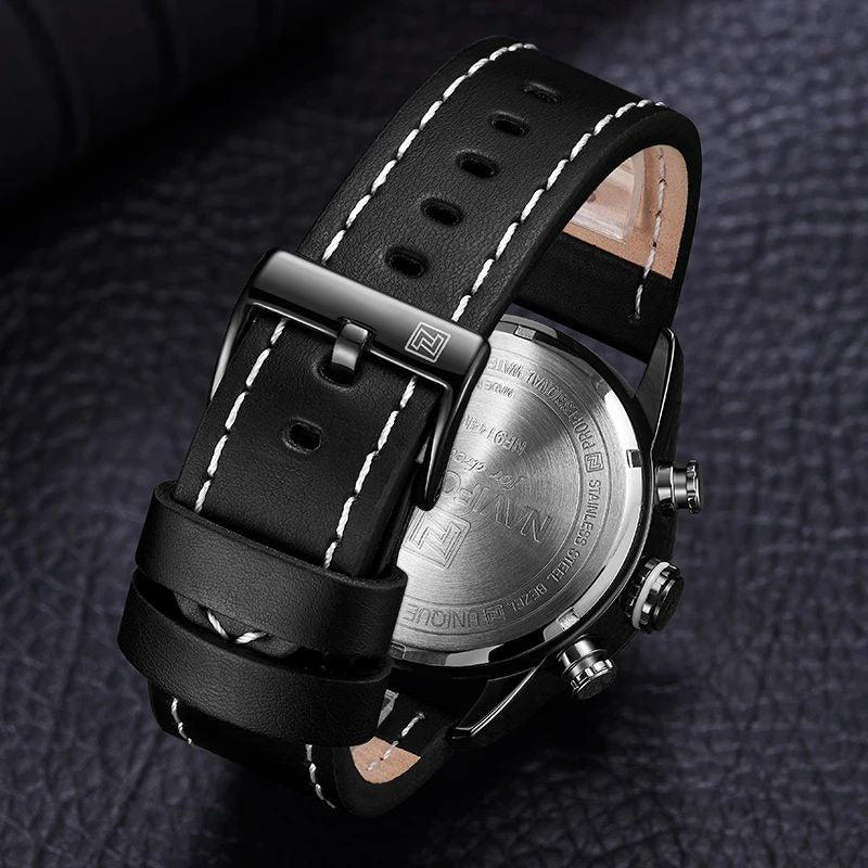 NAVIFORCE GENTS WATCH #NF 9134 ANALOGUE & DIGITAL DISPLAY LIGHT BUTTON WATER RESISTANT BATTERY POWERED BLACK-RED BROWN BLACK-BLACK NAVIFORCE BRANDED BOX