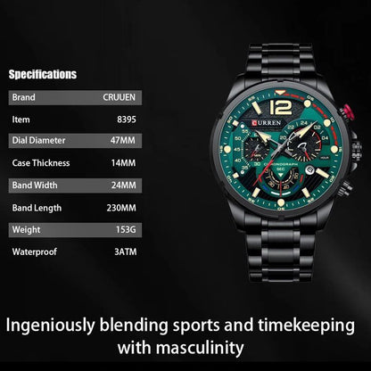 CURREN 8395 CHRONOGRAPH BLACK GREEN