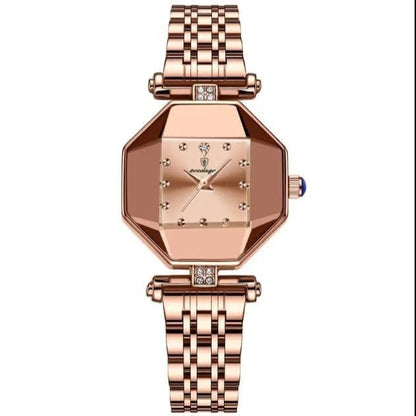 #POEDAGAR LADIES 368 ROSE WINE ROSE GOLD WATER RESISTANT STAINLESS STEEL BATTERY POWERED