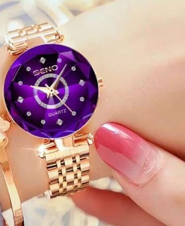 BRAND ALERT SENO LADIES WATCH STAINLESS STEEL WATER RESISTANT ROSE-BLUE ROSE-PURPLE