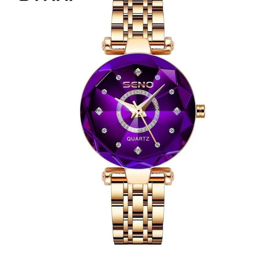 BRAND ALERT SENO LADIES WATCH STAINLESS STEEL WATER RESISTANT ROSE-BLUE ROSE-PURPLE