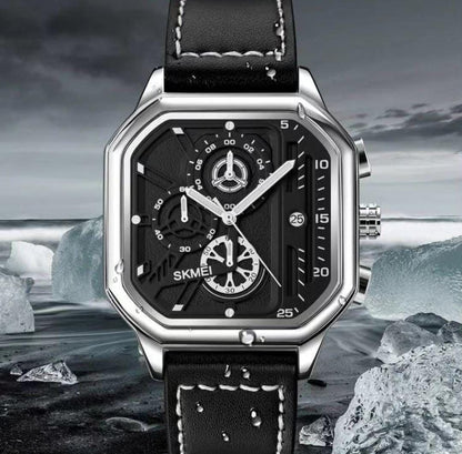 SKMEI GENTS WATCH 1963 CHRONOGRAPH MOVEMENT DATE DISPLAY BATTERY POWERED WATER RESISTANT BLACK BLACK SILVER BLACK GOLD