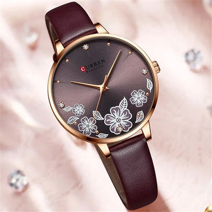 CURREN LADIES #9068 (LEATHER ) WATER RESISTANT BATTERY POWERED CURREN BRANDED BOX ENQUIRIES