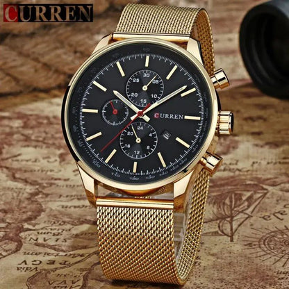 CURREN GENTS #8227 (NOT CHORONOGRAPH) WATER RESISTANT BATTERY POWERED DATE DISPLAY CURREN BRANDED BOX ENQUIRIES